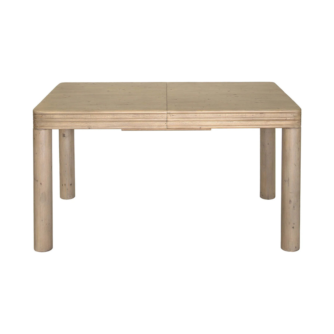 Opera Extension Dining Table in Scrubbed Teak detail view - reclaimed pine extension dining table by LH Imports - Whats New Furniture Portland OR
