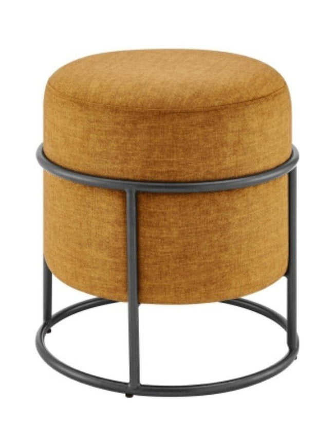 Ophelia Velvet Round Ottoman in Amber - velvet round ottoman by NPD - Whats New Furniture Portland OR