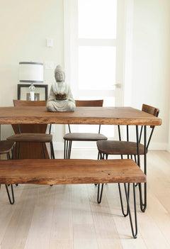 Organic Live Edge Dining Table in Brown Acrylic Matte alternate view - live edge acacia dining table by LH Imports - Whats New Furniture Portland OR