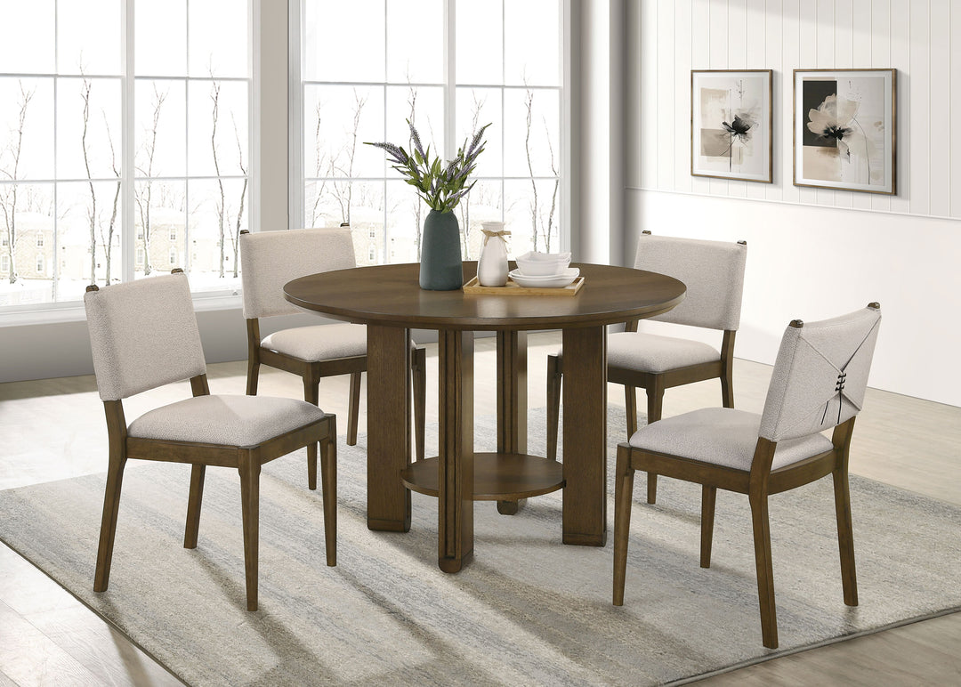 Ottowa 47-inch Round Wood Dining Table with Shelf Brown - What&