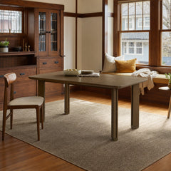 Ottowa 71 Inch Rectangular Wood Dining Table Brown styled in Portland Irvington foursquare with original built-ins living room - What&