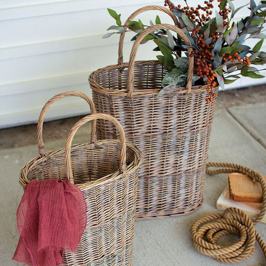 Oval Wicker Baskets (Set of 2)