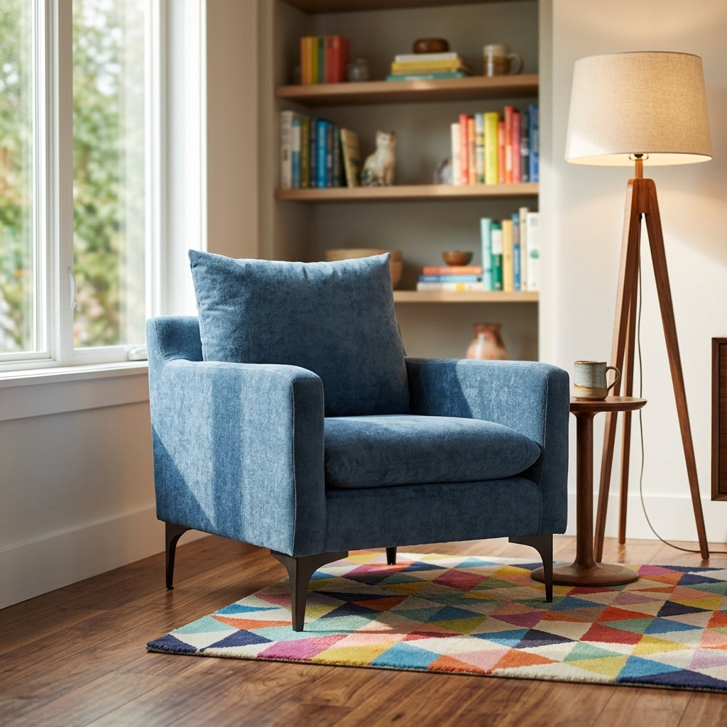 Paris Armchair Blue room setting - blue armchair by Moe&