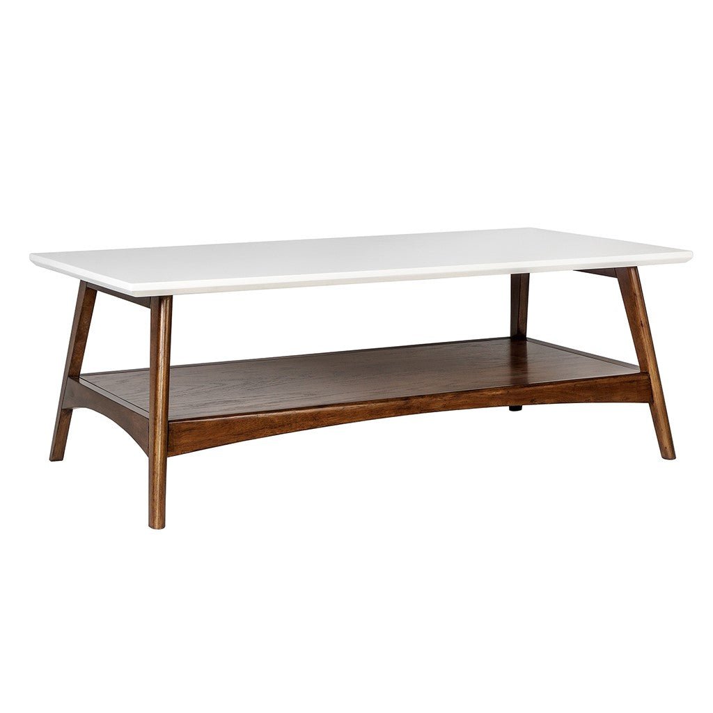 Parker Coffee Table in Pecan front view - mid-century coffee table by Olliix - Whats New Furniture Portland OR