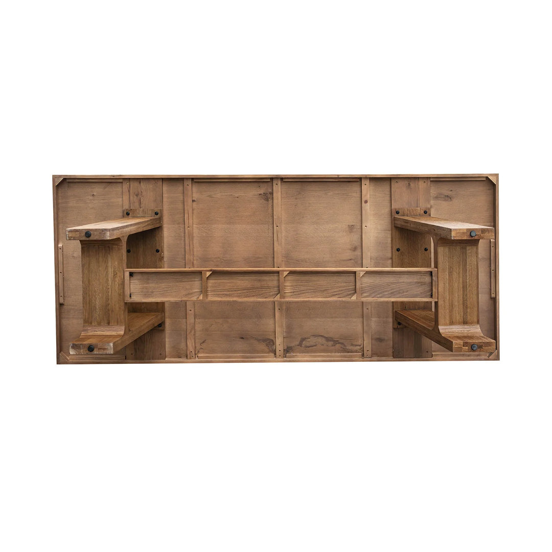 Pender Dining Table in Cashew back view - oak veneer trestle dining table by LH Imports - Whats New Furniture Portland OR