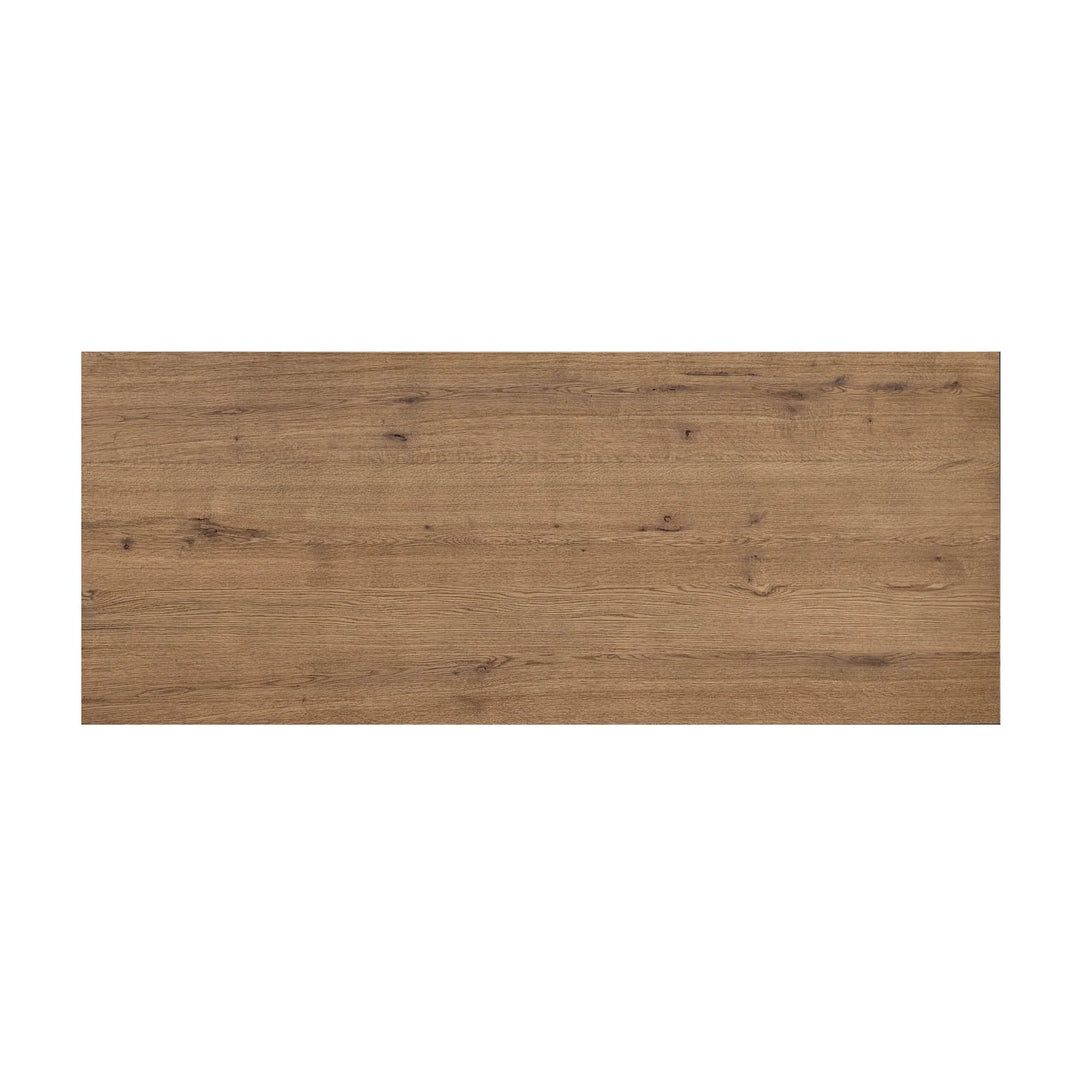 Pender Dining Table in Cashew top-down view - oak veneer trestle dining table by LH Imports - Whats New Furniture Portland OR