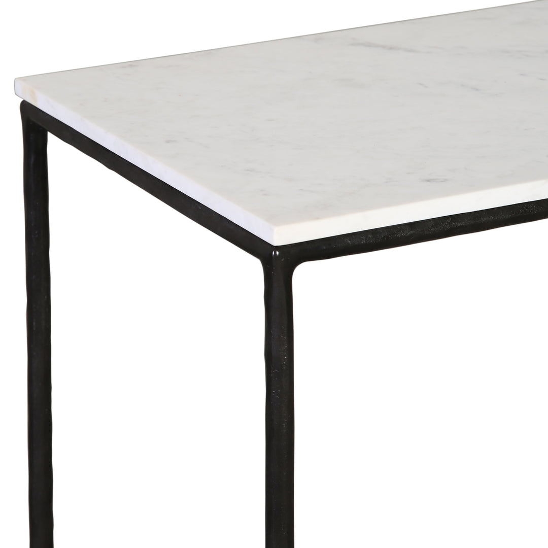 Perugia Console Table - White Marble &amp; Black Iron marble and iron construction detail 1 - Console Tables by Dovetail - Whats New Furniture Portland OR