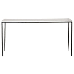 Perugia Console Table - White Marble &amp; Black Iron front elevation - Console Tables by Dovetail - Whats New Furniture Portland OR