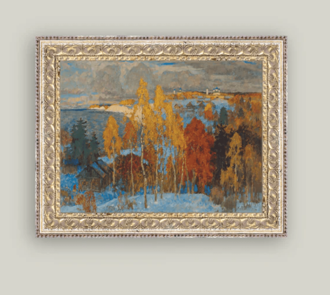Autumn by the Northern Shore 16x12 Silver Gold - What's New Furniture - Portland, Oregon