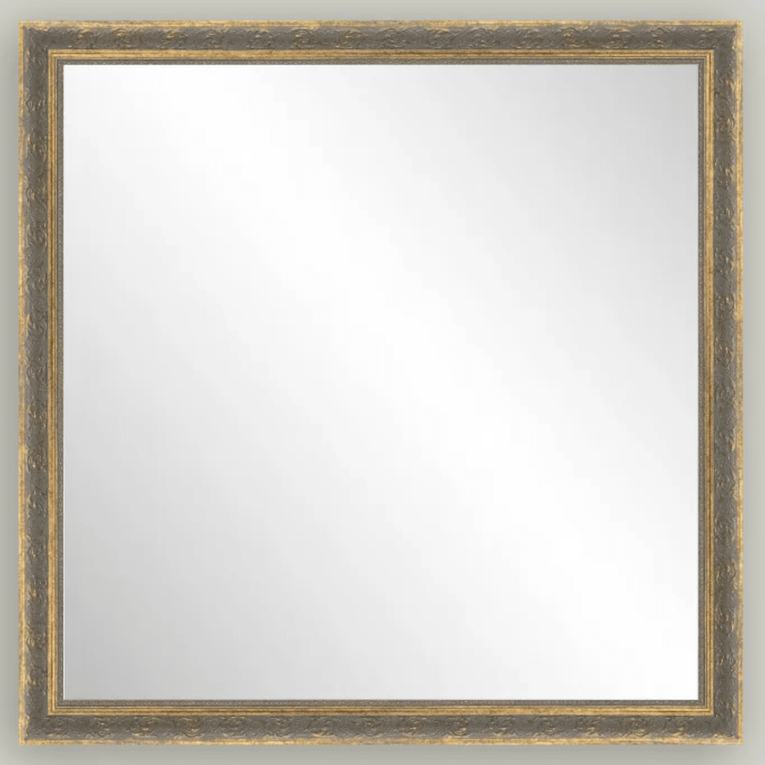 Patina gold framed square mirror 16 inch - wall mirror by Petal Lane - Whats New Furniture Portland OR