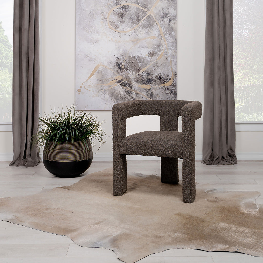 Petra Boucle Upholstered Accent Side Chair Chocolate Brown - What&