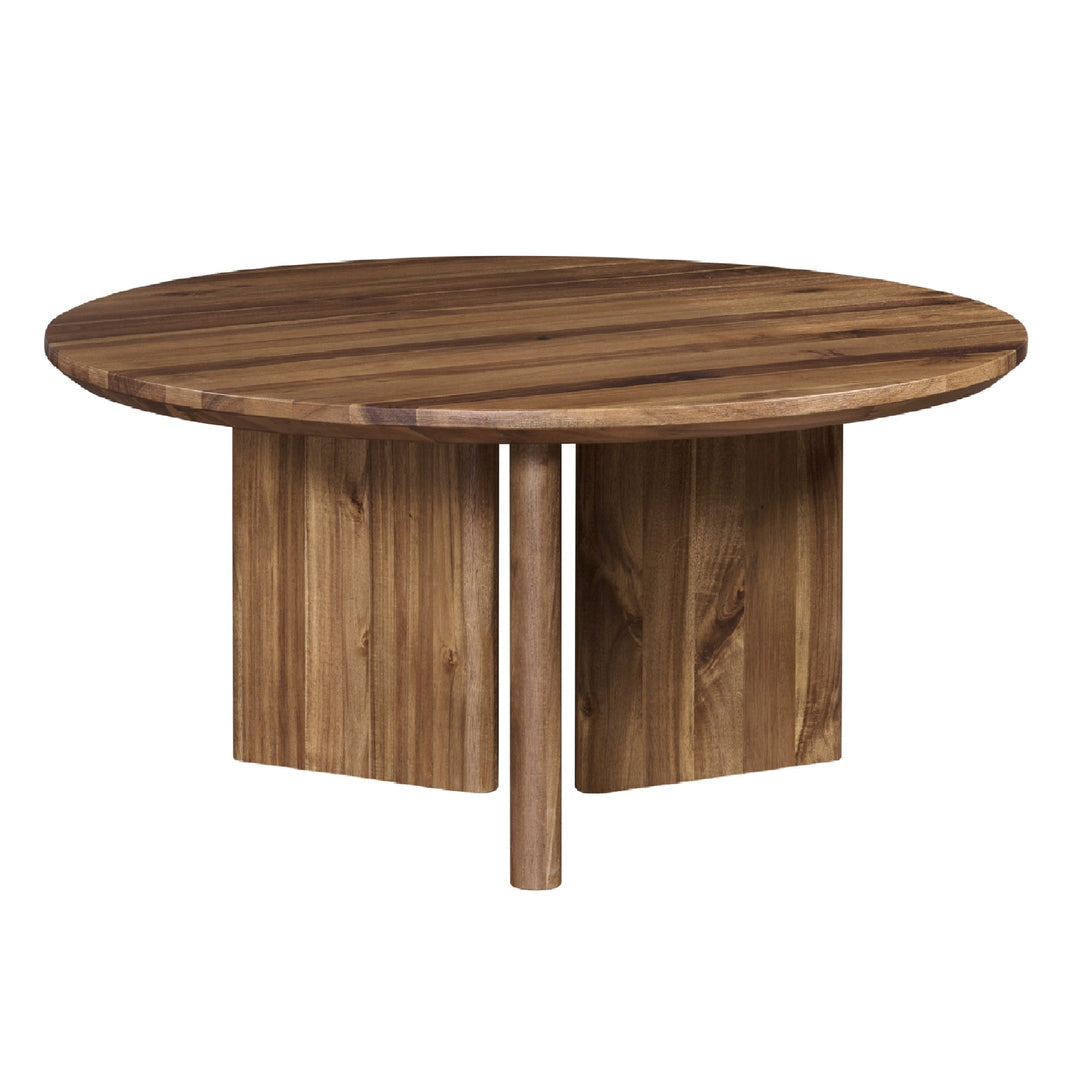 Petrilio KD Round Coffee Table in Hazelnut Brown side angle - round coffee table - Whats New Furniture Portland OR