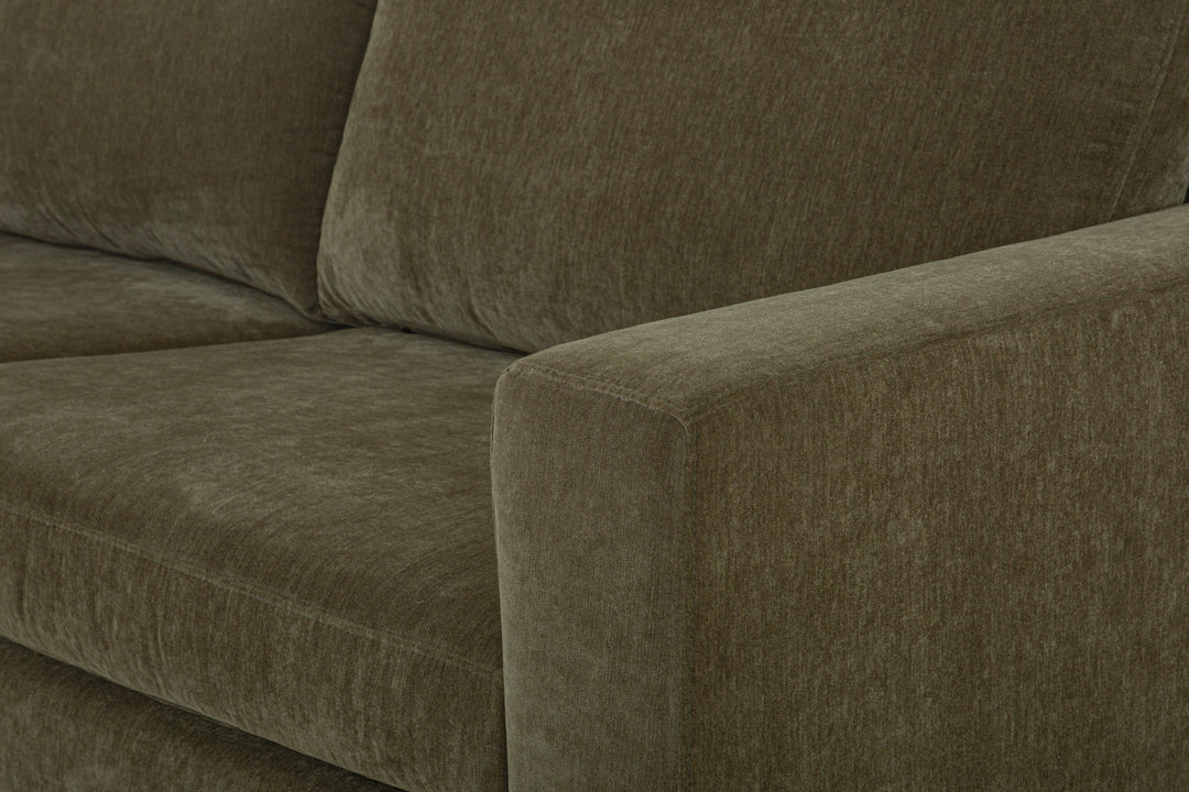 Pettygrove 2-Seater Sofa in Moss Olive Green fabric close-up - two-seat sofa by What&