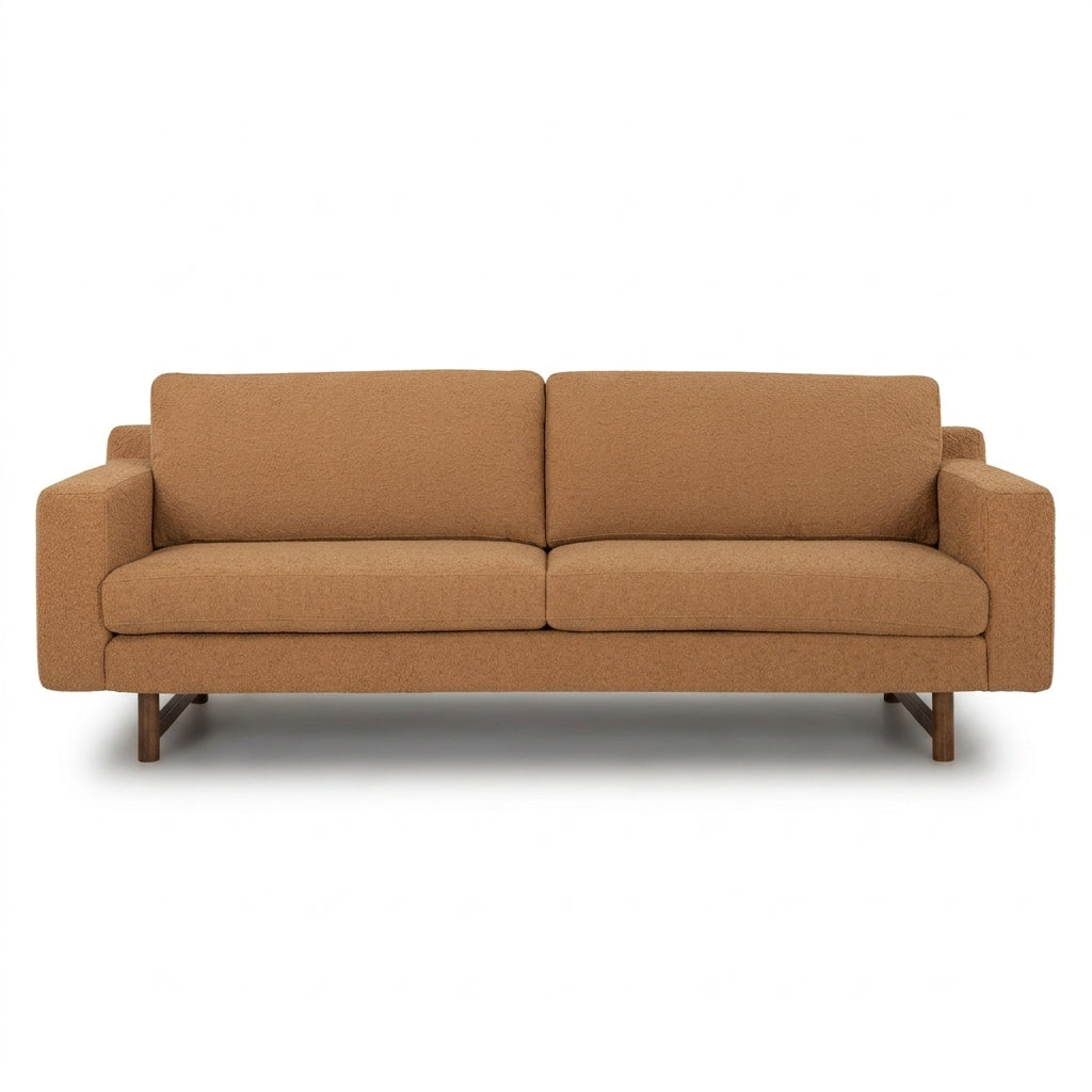 Pettygrove 3-Seater Sofa in Altro Amber front view - three-seat sofa private label - Whats New Furniture Portland OR