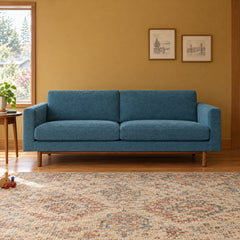Pettygrove 3-Seater Sofa in Moss Navy in a styled Portland living room - Whats New Furniture Portland OR