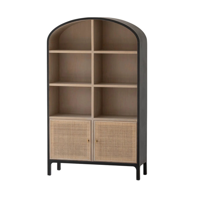 Pietro Tall Cabinet in Black Brushed Natural - rattan door tall cabinet by LH Imports - Whats New Furniture Portland OR