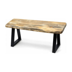 Pine solid wood end table with a long slim top and low 18-inch height.