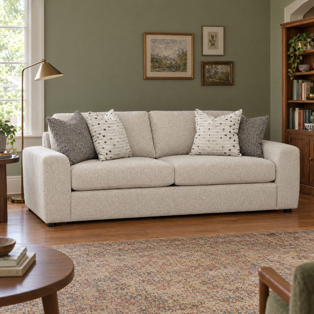 Pioneer Loveseat in Social Club Chalk styled in a Portland home - Whats New Furniture Portland OR