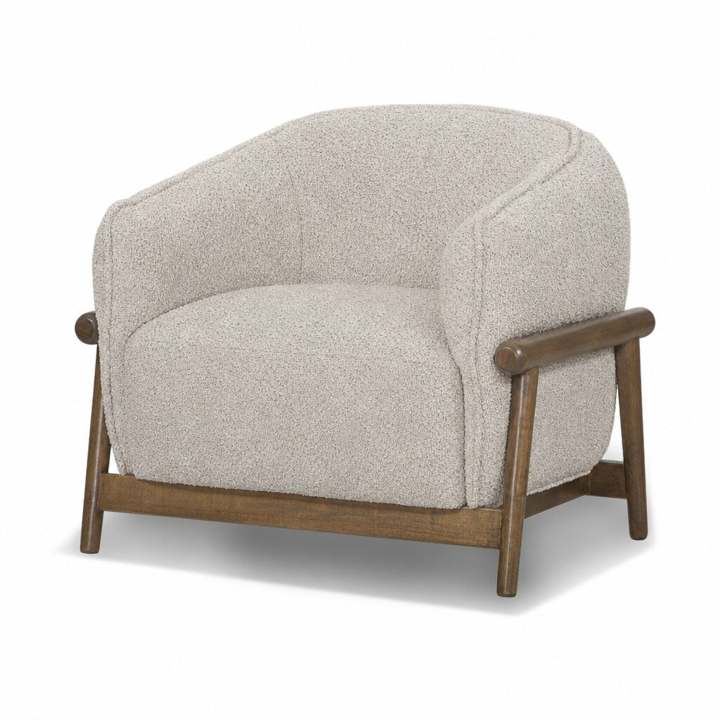 Pittock Barrel Chair in Shitake Beige - angle view studio - What&
