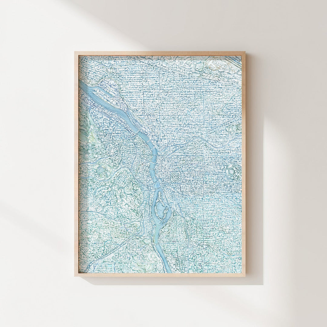 Portland Under Snow map painting by Olivia Serrill — full artwork view