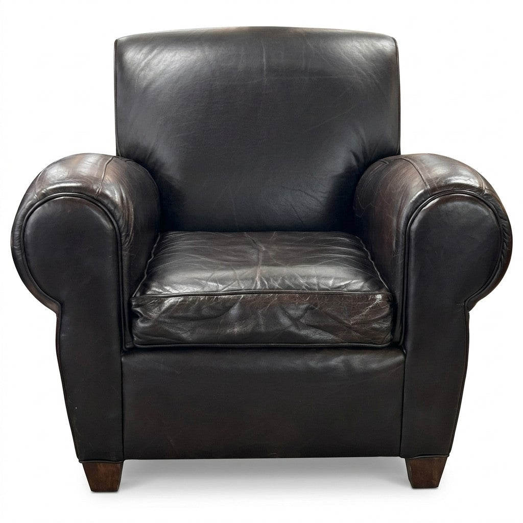 Brown Leather Armchair - consignment furniture Portland