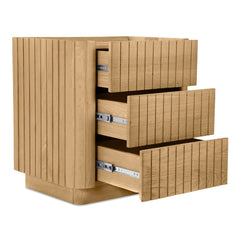 Povera 3 Drawer Nightstand in Oak open drawer view - oak nightstand by Moe&
