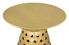 Proton Side Table in Gold top detail - gold side table by Zuo - Whats New Furniture Portland OR
