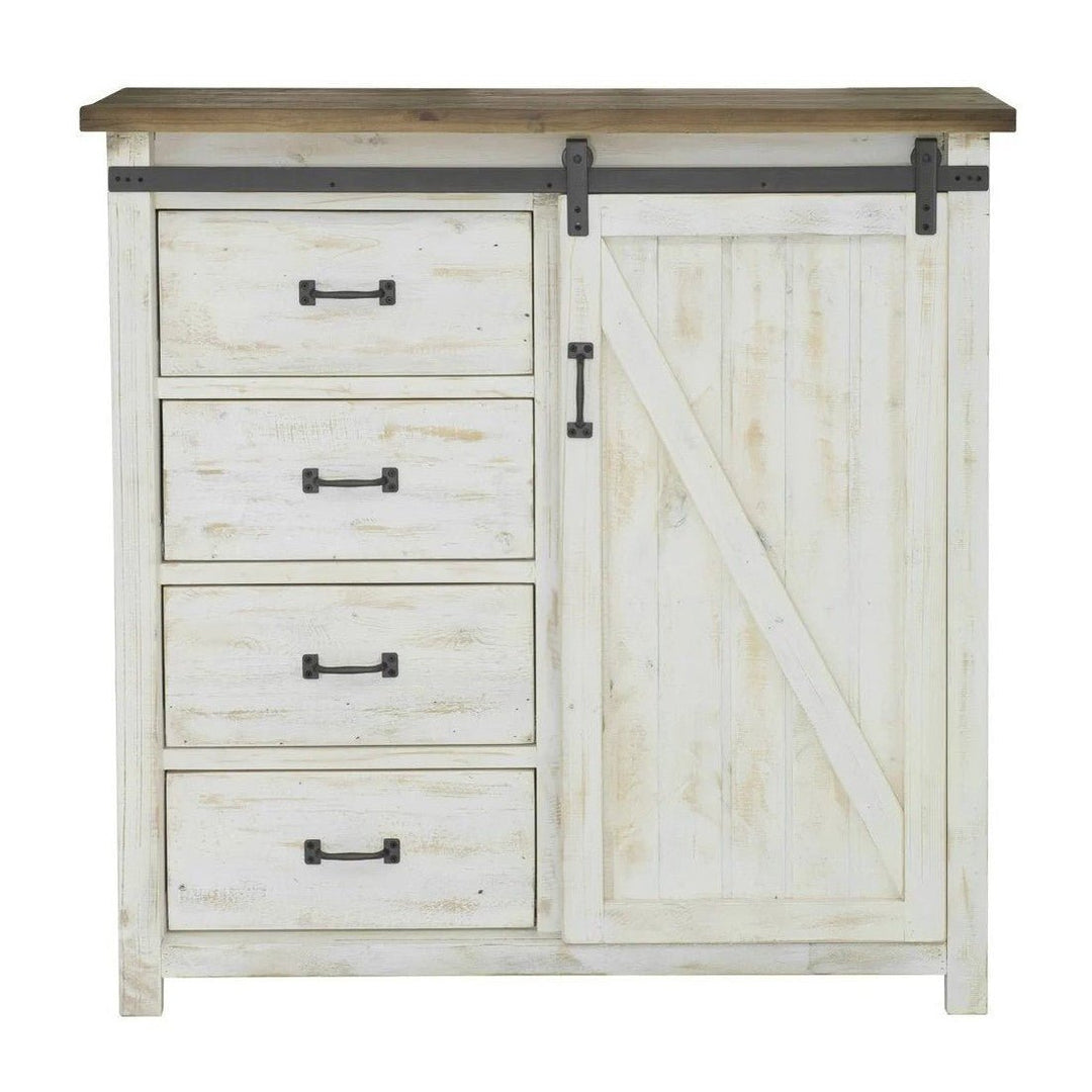Provence 4 Drawer Chest in Rustic Natural Antique White - sliding door chest by LH Imports - Whats New Furniture Portland OR
