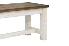 Provence Bench in Antique White Rustic Natural seat detail - bench by LH Imports - Whats New Furniture Portland OR
