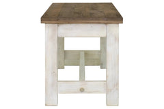 Provence Bench in Antique White Rustic Natural side view - bench by LH Imports - Whats New Furniture Portland OR