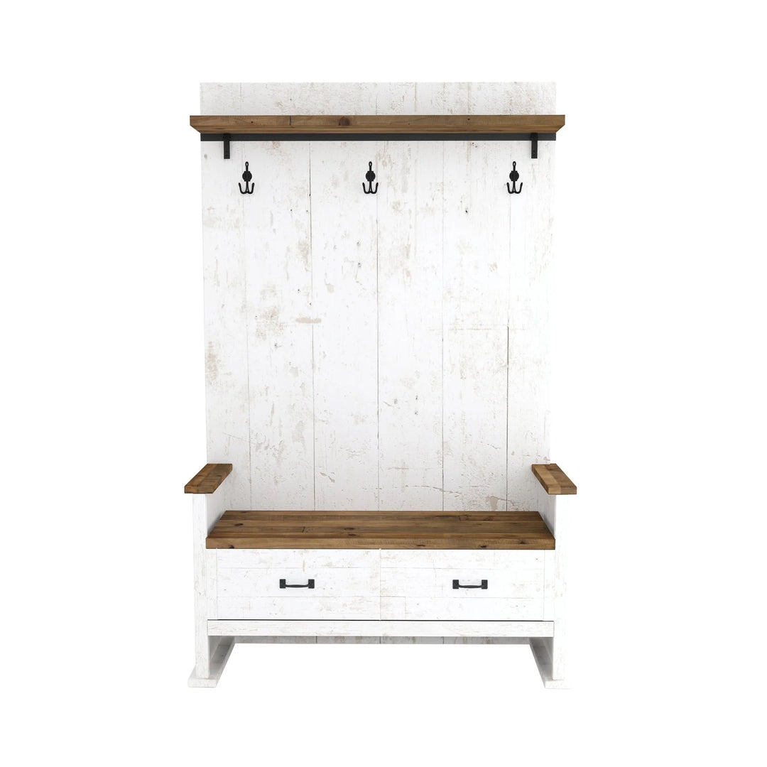 Provence Hall Bench 2 Drawer in Antique White - two drawer hall bench by LH Imports - Whats New Furniture Portland OR