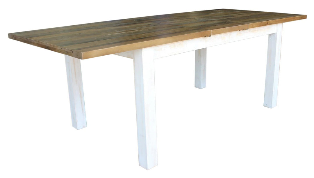 Provence Large Extension Dining Table in Antique White &amp; Natural alternate angle - large extension dining table by LH Imports - Whats New Furniture Portland OR