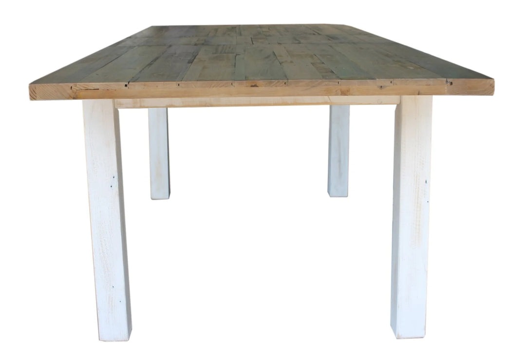 Provence Large Extension Dining Table in Antique White &amp; Natural detail view - large extension dining table by LH Imports - Whats New Furniture Portland OR