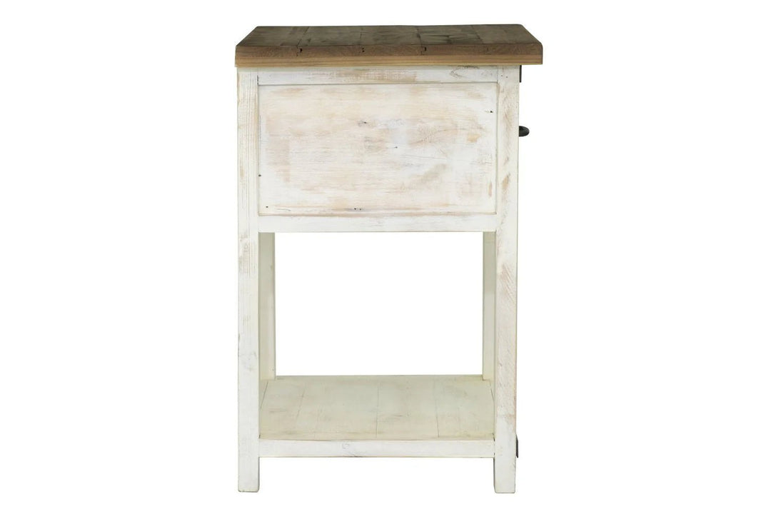 Provence Nightstand in Antique White Rustic Natural room setting - reclaimed pine nightstand by LH Imports - Whats New Furniture Portland OR