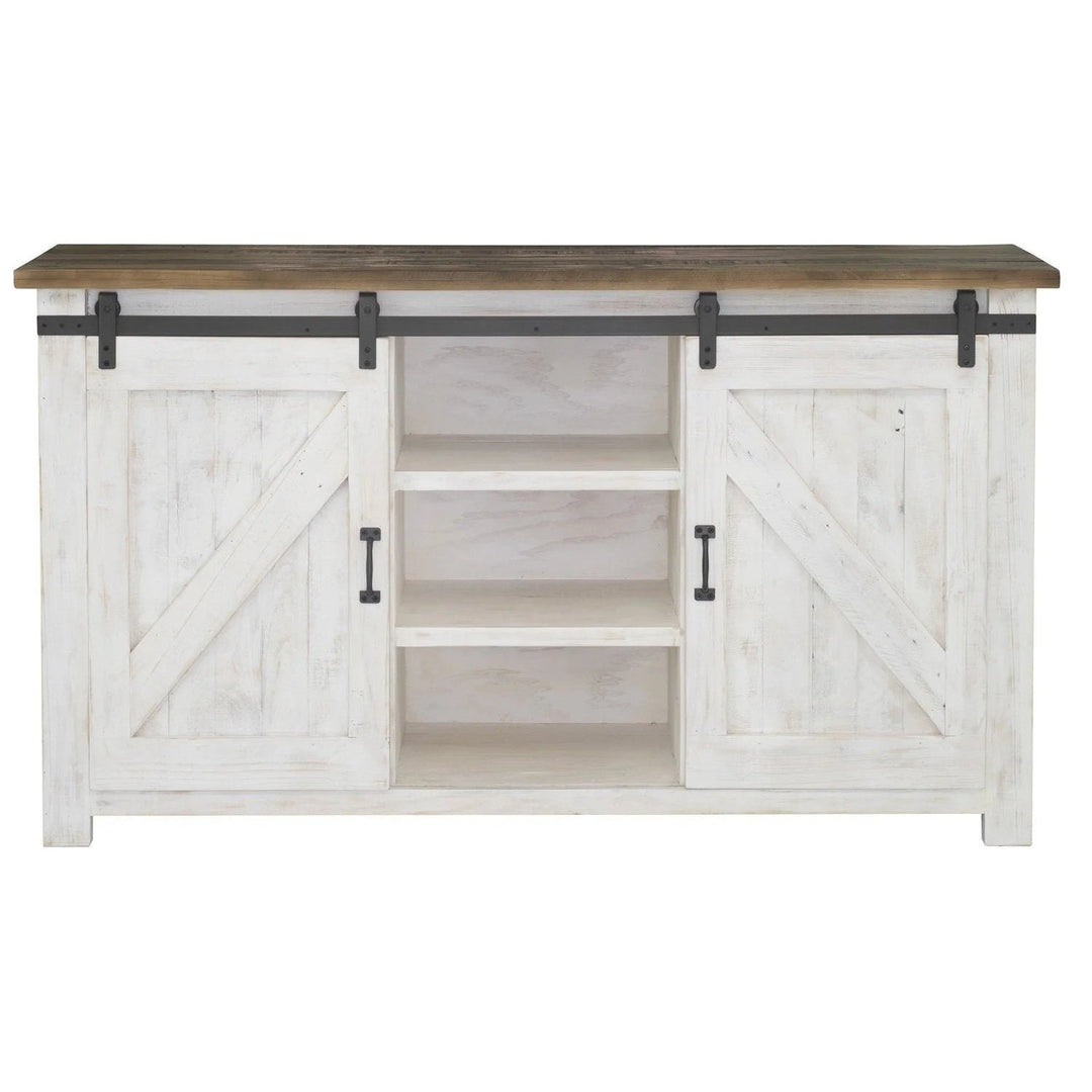 Provence Sideboard in Antique White Rustic Natural - rustic sliding door sideboard by LH Imports - Whats New Furniture Portland OR