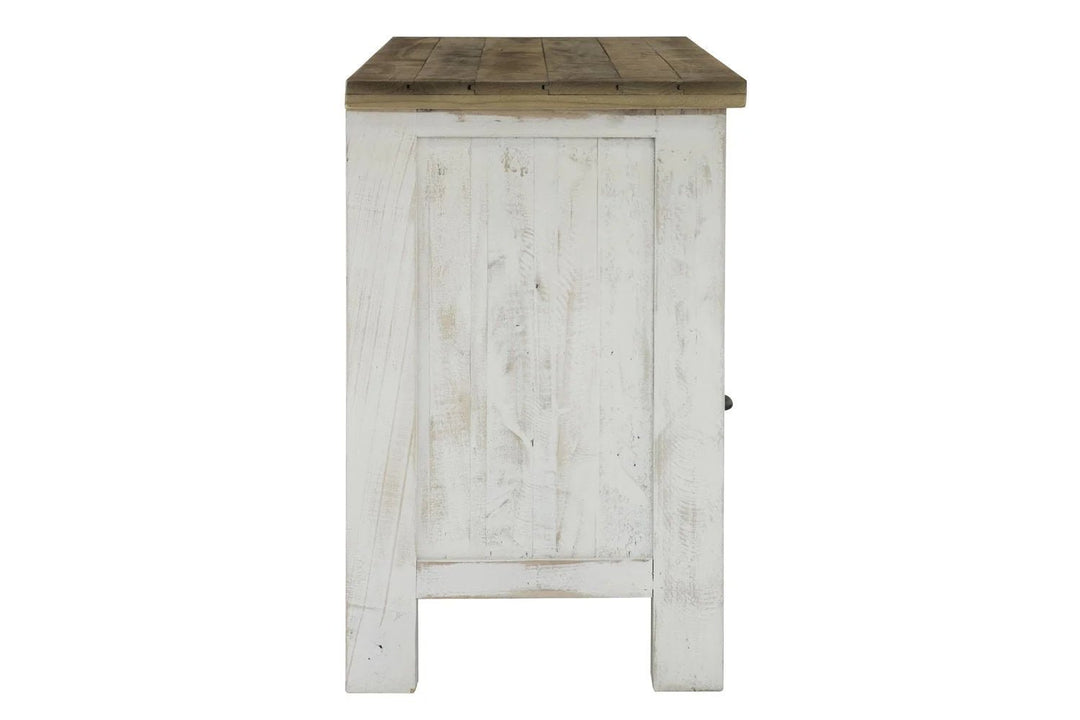 Provence Small Media Unit in Antique White Rustic Natural side view - small media unit by LH Imports - Whats New Furniture Portland OR