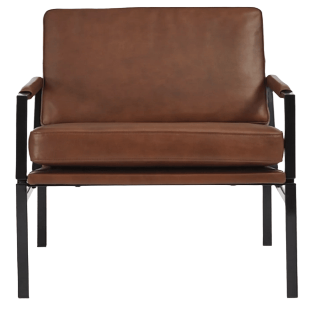 Puckman Accent Chair in brown back view - industrial leather accent chair by Ashley - Whats New Furniture Portland OR