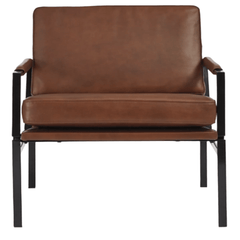 Puckman Accent Chair in brown back view - industrial leather accent chair by Ashley - Whats New Furniture Portland OR