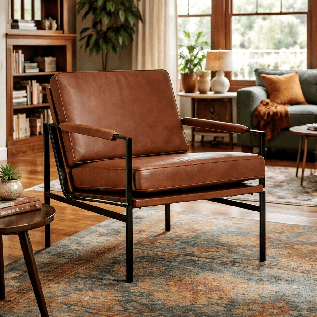 Puckman Accent Chair in leather alternate angle - industrial leather accent chair by Ashley - Whats New Furniture Portland OR