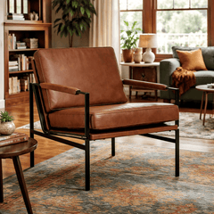 Puckman Accent Chair in leather alternate angle - industrial leather accent chair by Ashley - Whats New Furniture Portland OR