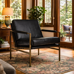 Puckman Accent Chair in leather detail view - industrial leather accent chair by Ashley - Whats New Furniture Portland OR
