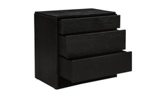 Quinton 3 Drawer Nightstand in Black side angle - black three drawer nightstand by Moe&