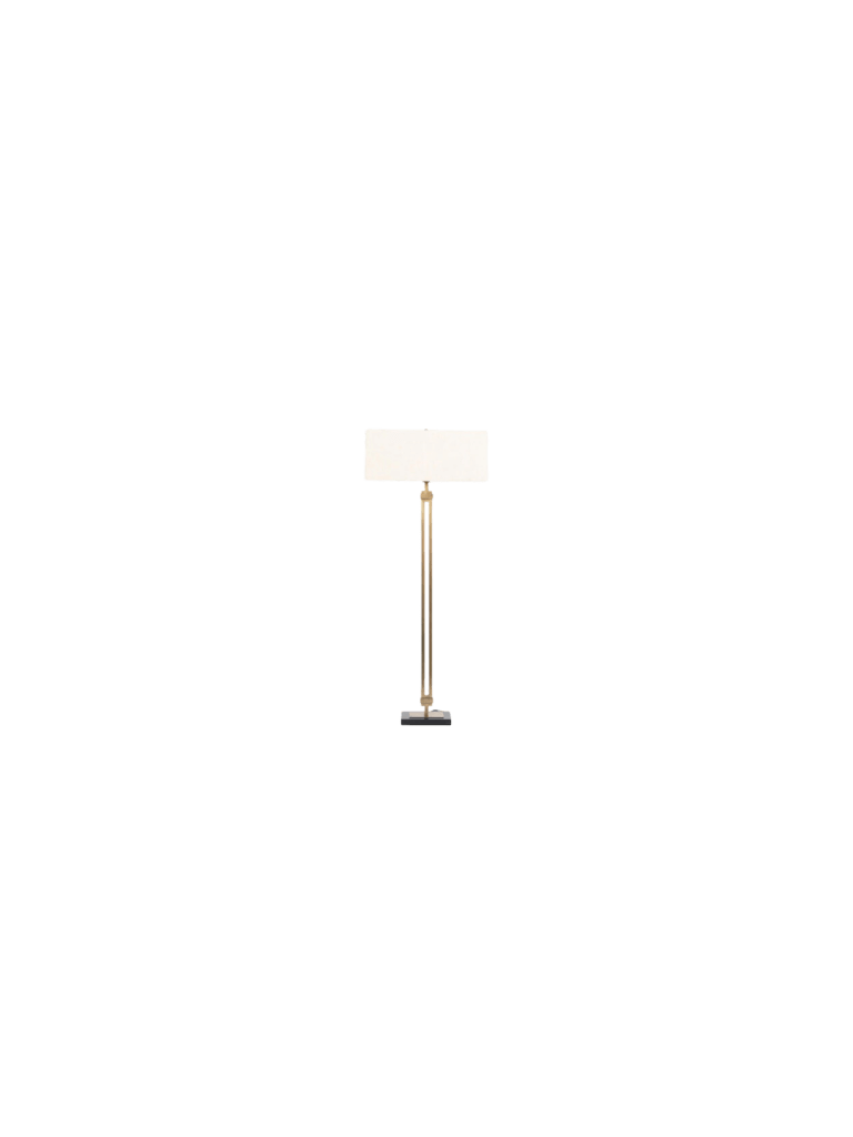 Rae Floor Lamp in Antique Brass dimension view - antique brass floor lamp by Four Hands - Whats New Furniture Portland OR