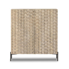 Raffael Bar Cabinet Carved Stonewash Grey Mango - Bar Cabinet by Four Hands - What&