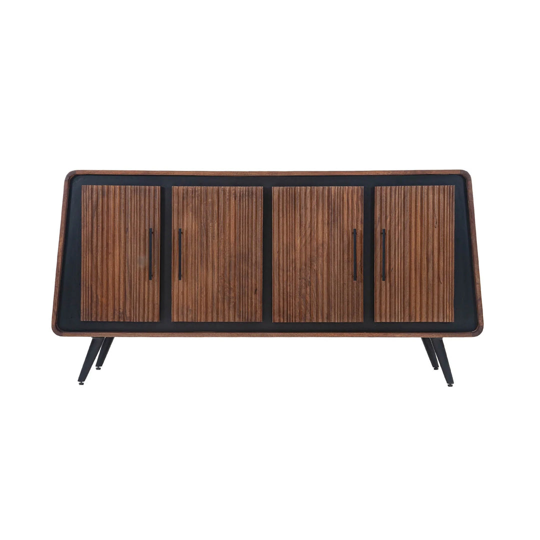 Railtown Sideboard in Raw Walnut side angle - mango wood sideboard by LH Imports - Whats New Furniture Portland OR