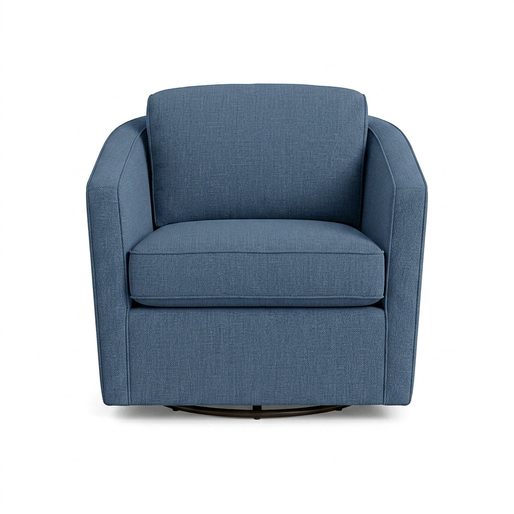 Rain Swivel Chair in Marley French Blue - custom swivel chair by Stylus - Whats New Furniture Portland OR