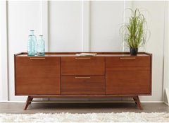 Denali/Rainier 3-Section Sideboard in walnut side angle - mid-century walnut sideboard by Unique Furniture - Whats New Furniture Portland OR