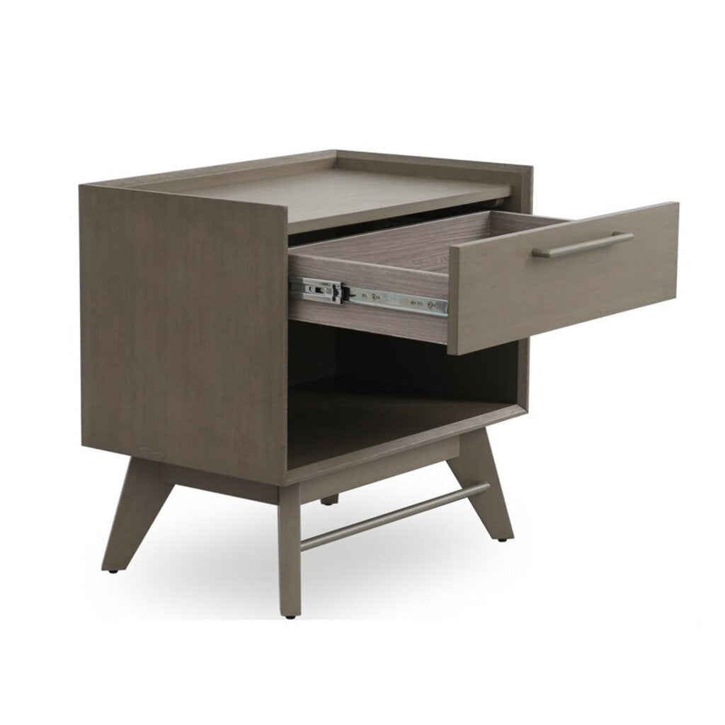 Rainier Nightstand in gray back view - mid-century gray nightstand by Unique Furniture - Whats New Furniture Portland OR