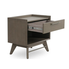 Rainier Nightstand in gray back view - mid-century gray nightstand by Unique Furniture - Whats New Furniture Portland OR