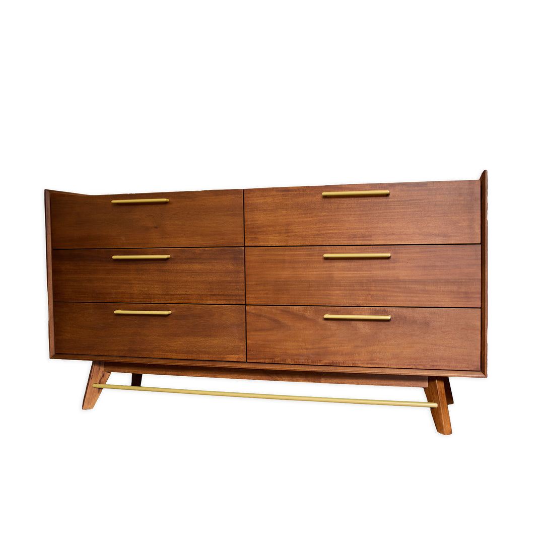 Denali/Rainier Double Dresser in walnut side angle - mid-century walnut dresser by Unique Furniture - Whats New Furniture Portland OR